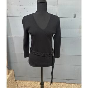 Cable & Gauge Sweater with Beaded belt Size Small